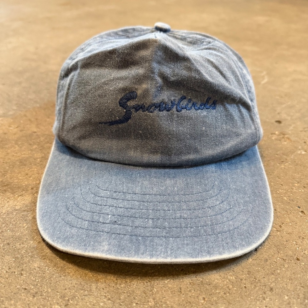 Snowbird Hat Men OS Blue Vintage Washed Denim Snapback Ski Resort Cap